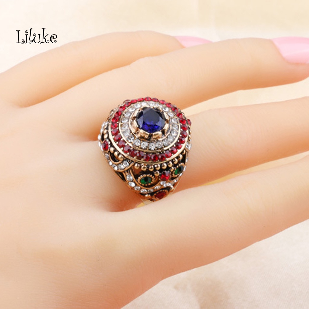 Nhẫn Hợp Kim Đính Đá Nhiều Màu Kiểu Dáng Sang Trọng Cho Nữ