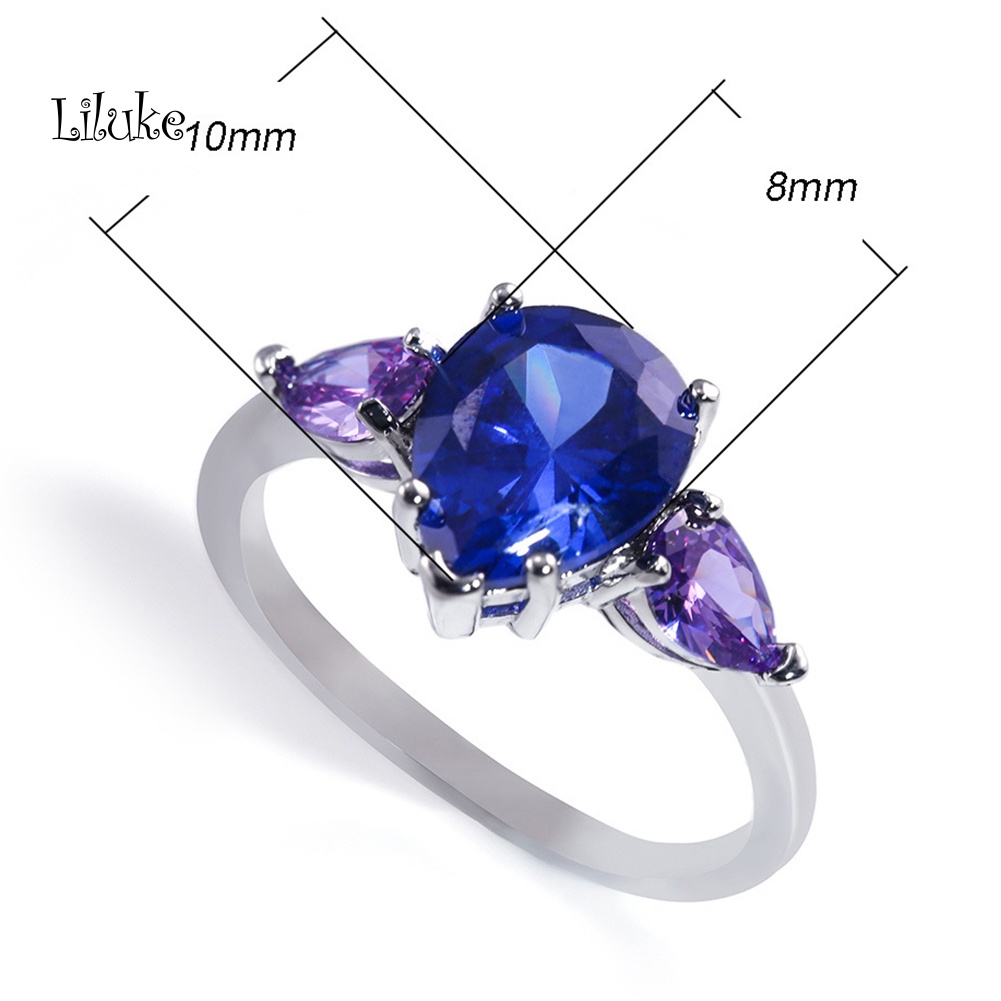 Nhẫn Đính Đá Sapphire Giả Thời Trang Sang Trọng Cho Nữ