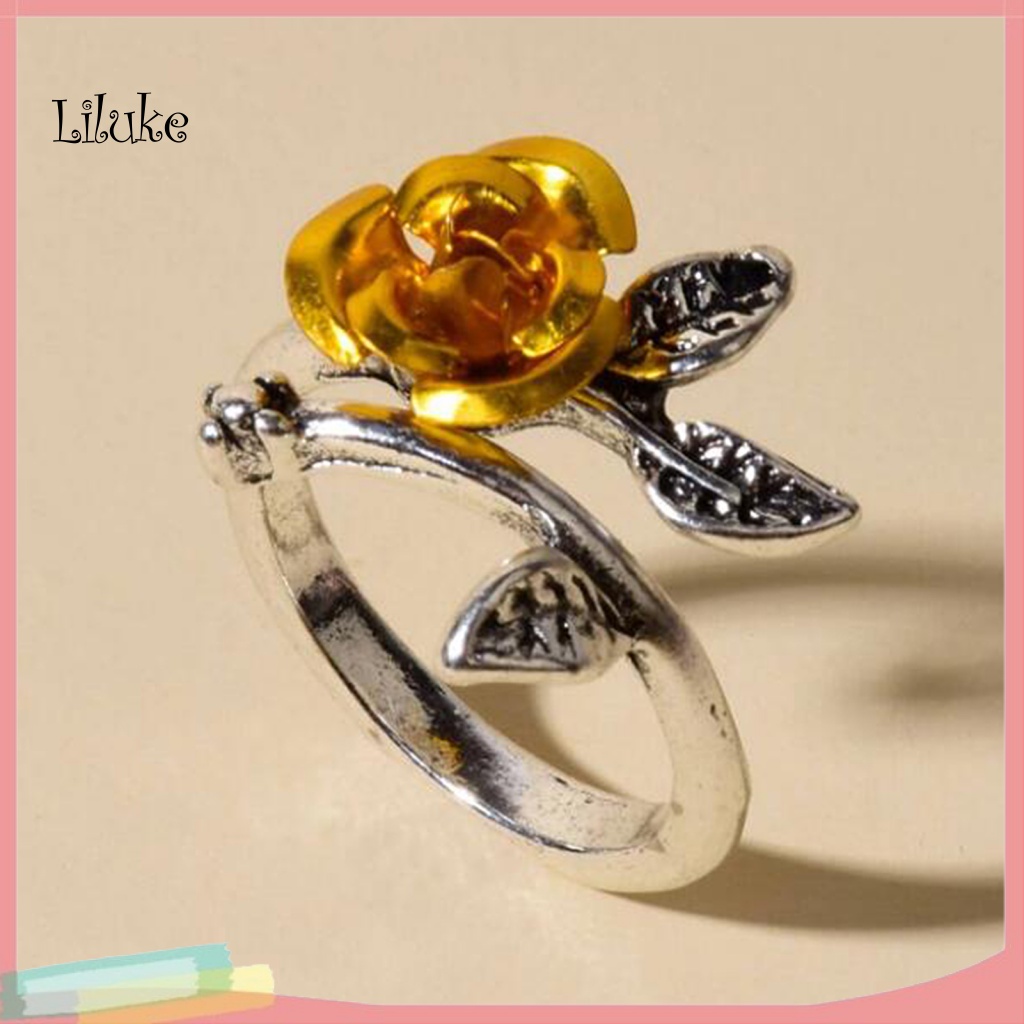 Nhẫn Hợp Kim Trang Trí Hoa Hồng Đính Đá Thời Trang Cho Nữ