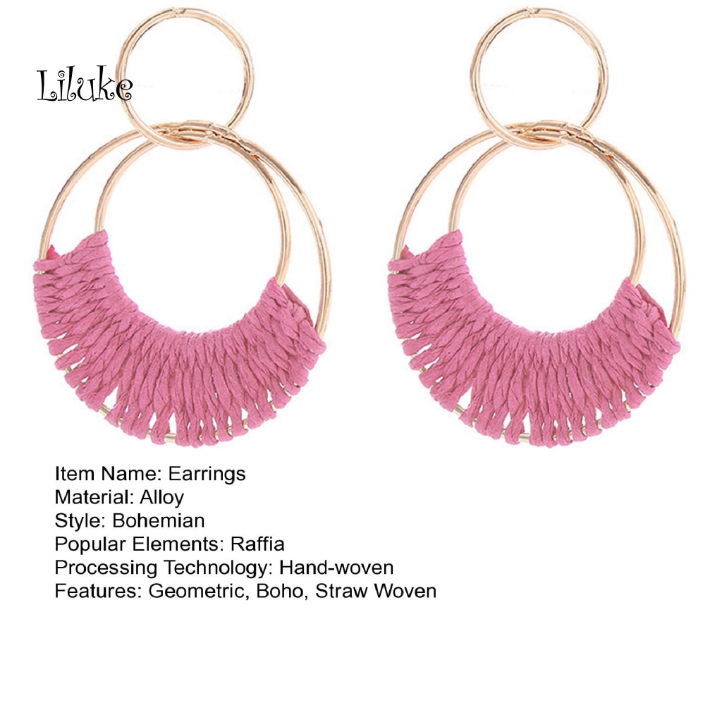 1 Đôi Khuyên Tai Tròn Đan Lát Đính Đá Thời Trang Cho Nữ