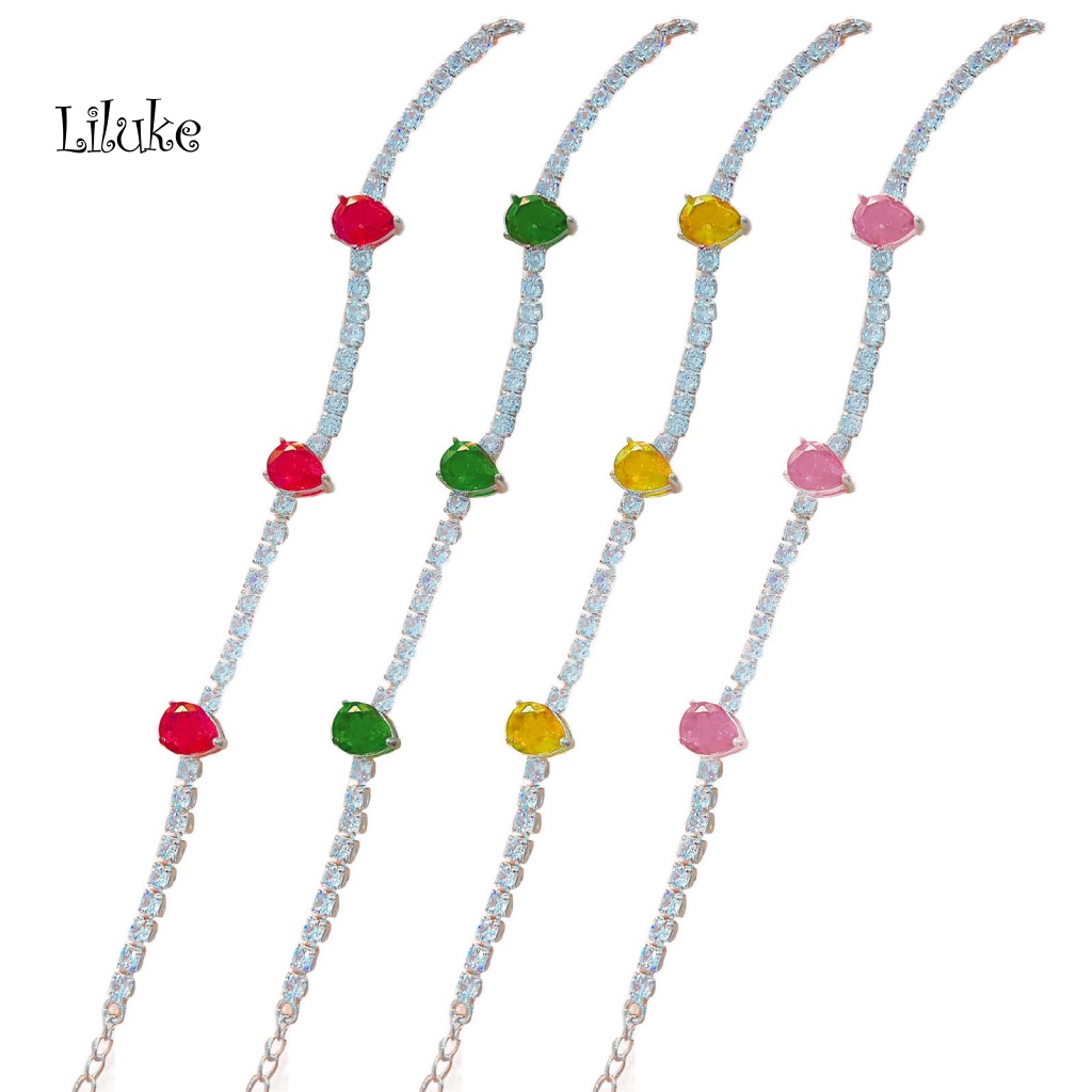 Vòng Tay Hợp Kim Mạ Vàng Trang Trí Đá Hình Giọt Nước Xinh Xắn Cho Nữ