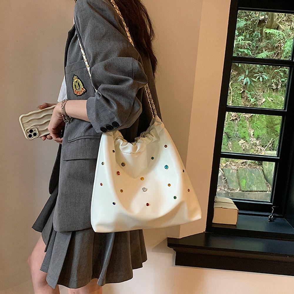 Túi Xách Da Pu Phối Dây Xích Phong Cách Thời Trang Hàn Quốc Màu Sắc|Túi Tote Sức Chứa Lớn Thời Trang Cho Nữ