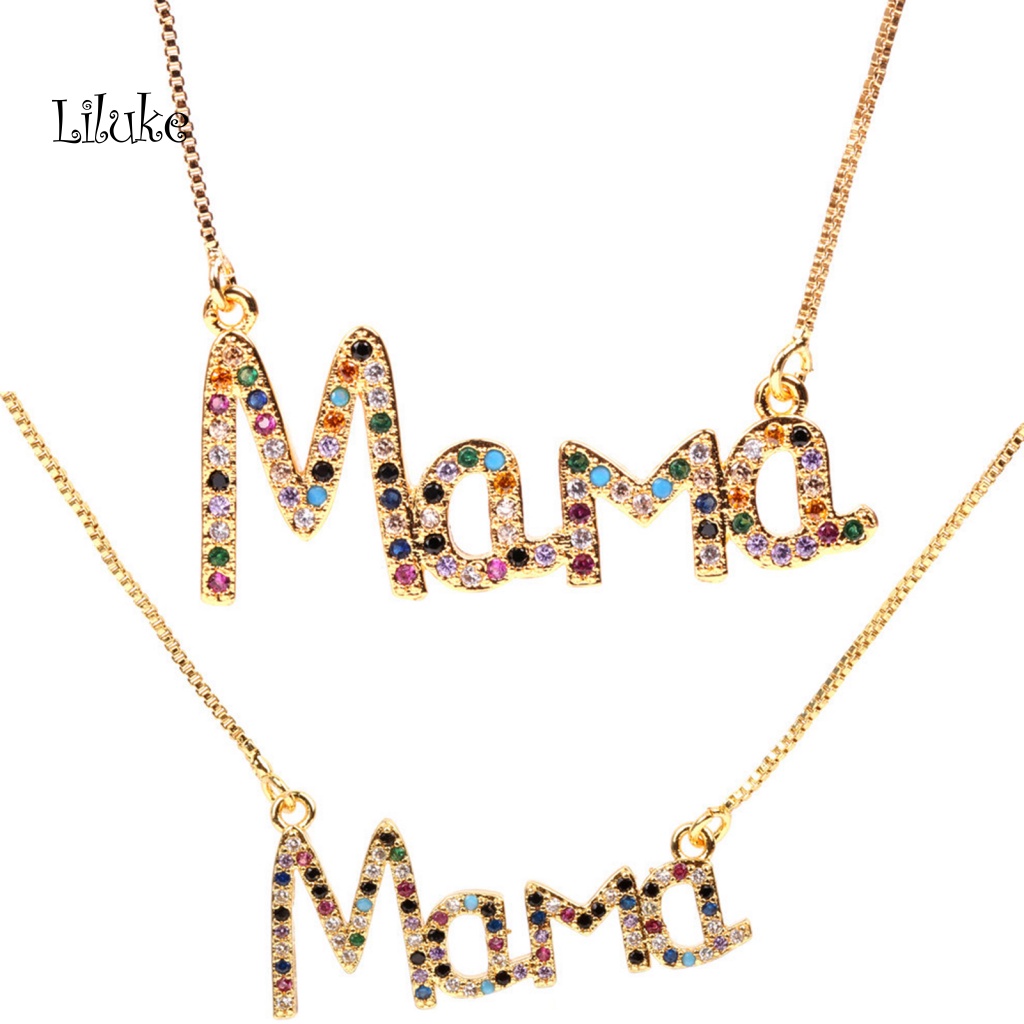 Vòng cổ Hợp Kim Trang Trí Chữ Mama Đính Đá Thời Trang Cho Nữ