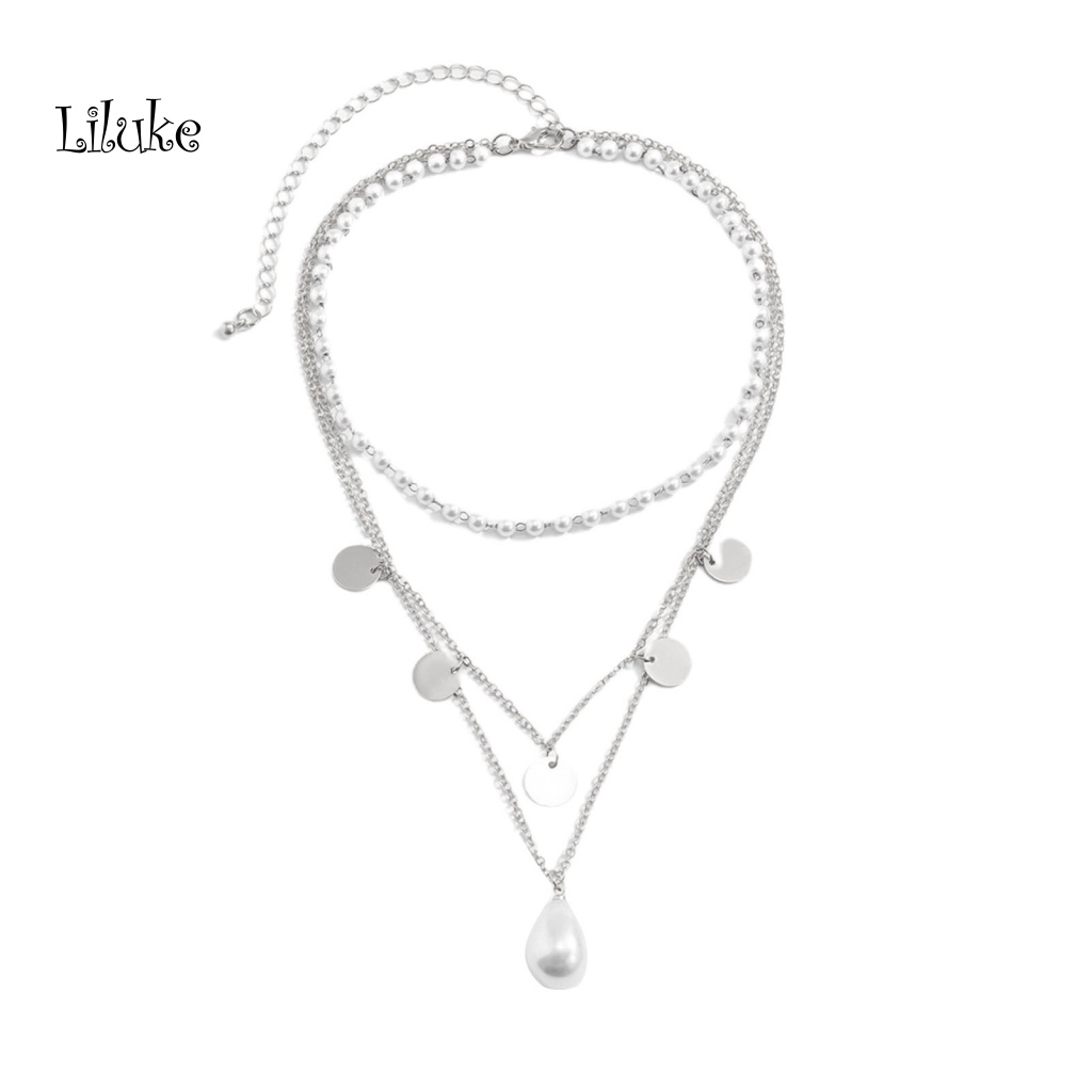 Vòng cổ Hợp Kim Trang Trí Ngọc Trai Giả Nhiều Lớp Xinh Xắn Cho Nữ