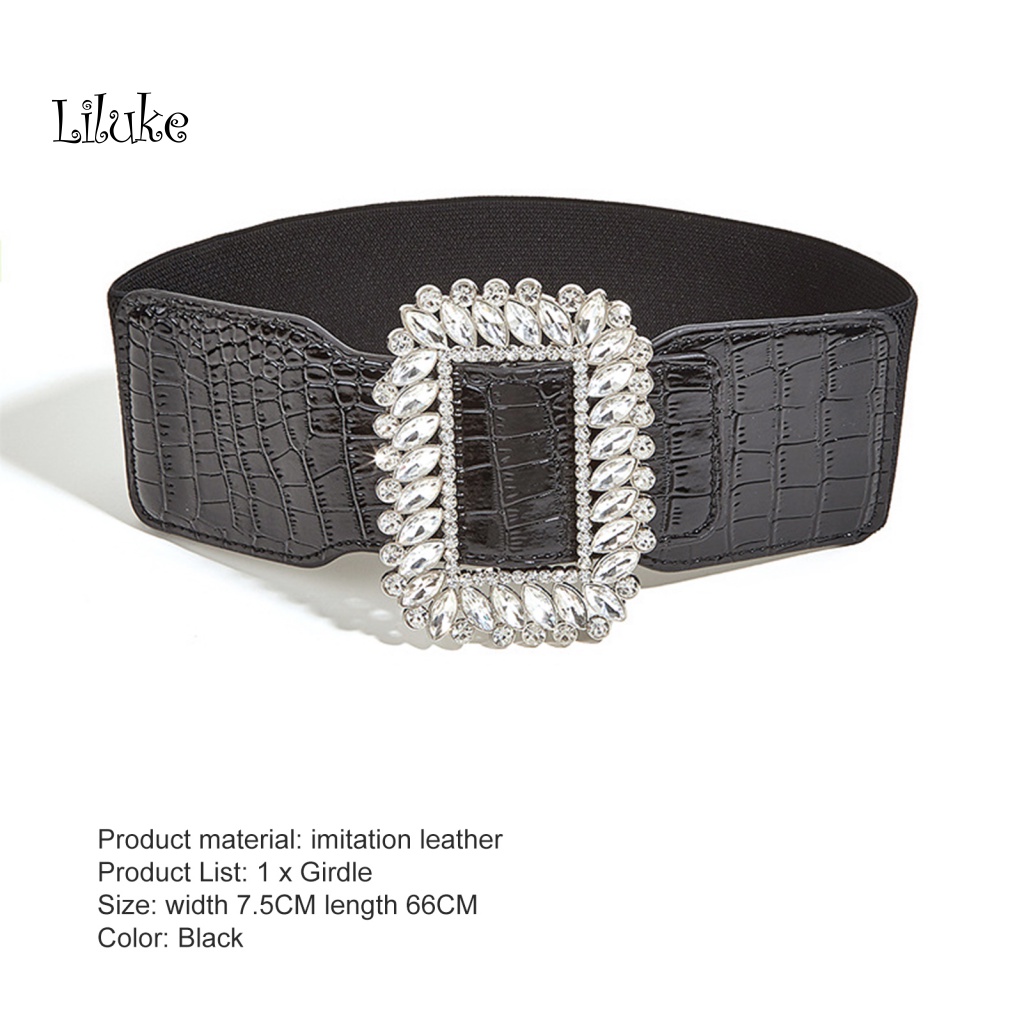 Thắt Lưng Nữ Giả Da Màu Trơn Đính Đá Thời Trang