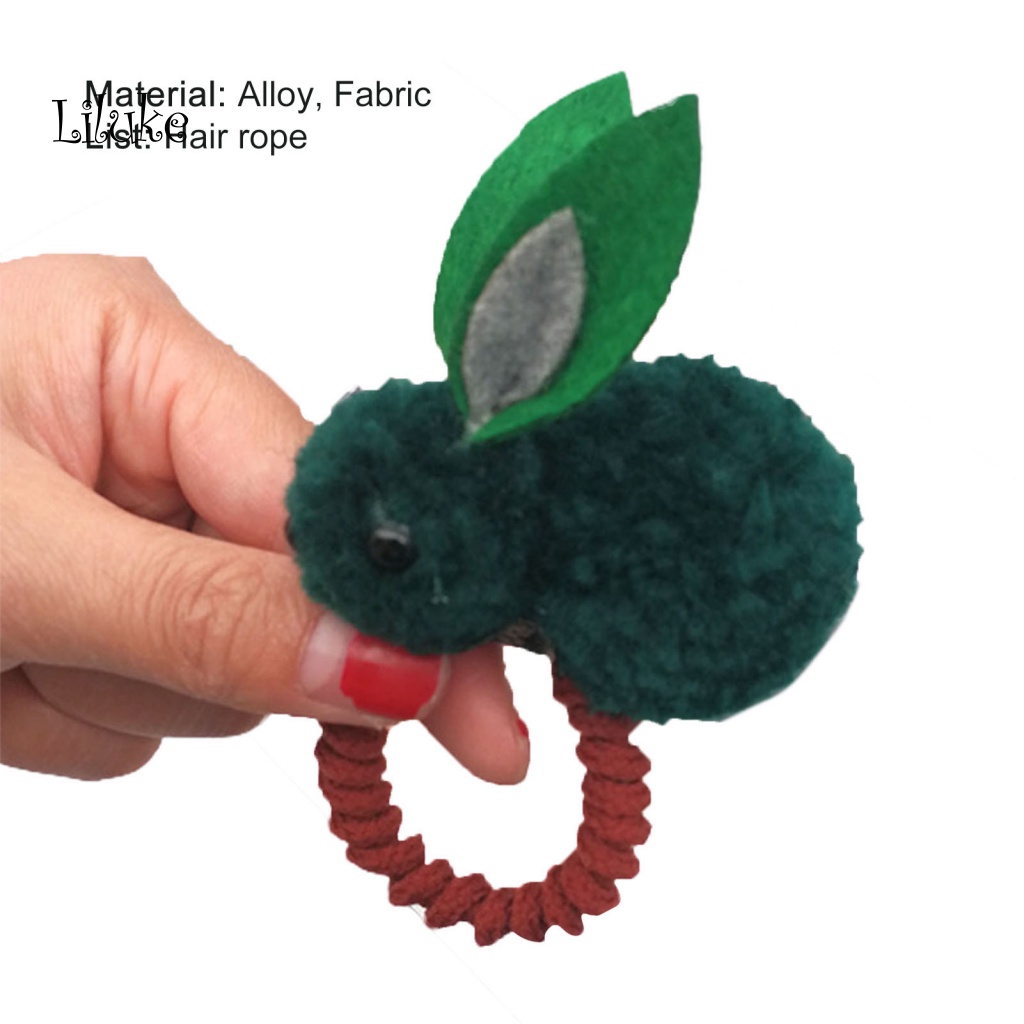 Dây Cột Tóc Cao Su Co Giãn Bọc Vải Lông Hình Thỏ Hoạt Hình