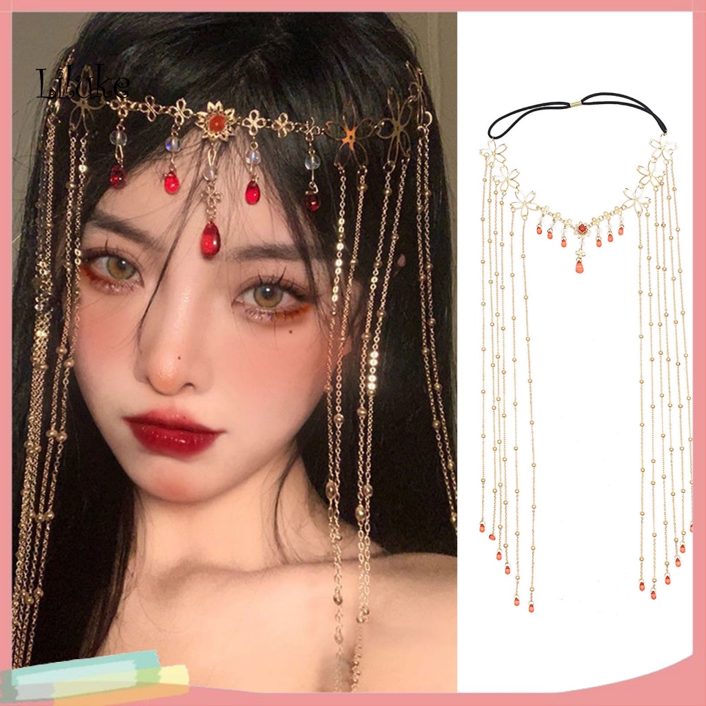 Dây Cột Tóc Co Giãn Đính Đá Hình Giọt Nước Xinh Xắn Cho Nữ