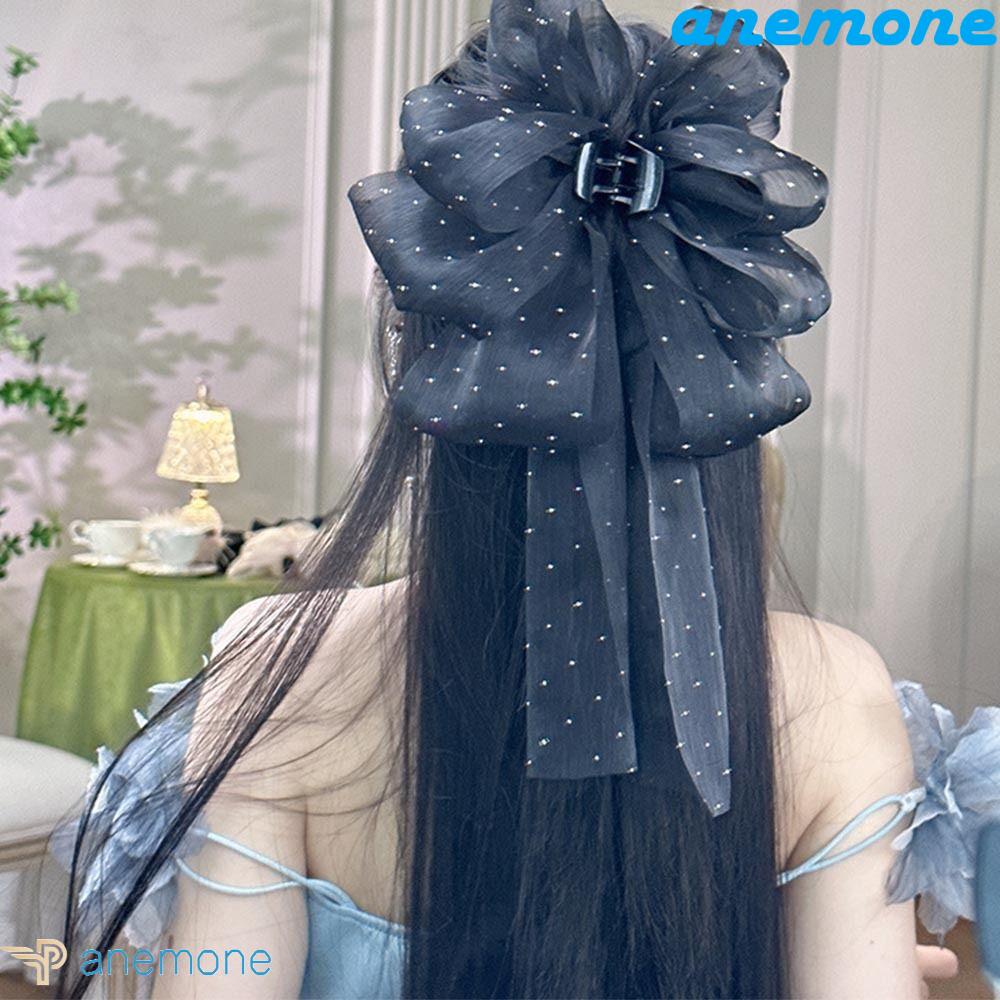 Kẹp Tóc Lưới Hai Mặt Đính Nơ Thanh Lịch|Kẹp Tóc Ruy Băng Dài Phong Cách Hàn Quốc Cho Nữ