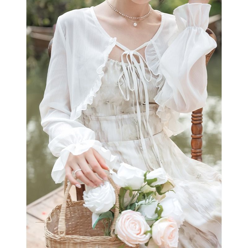 Áo Khoác cardigan Chất chiffon Phối Ren Hoa Thời Trang Mùa Hè Cho Phái Nữ