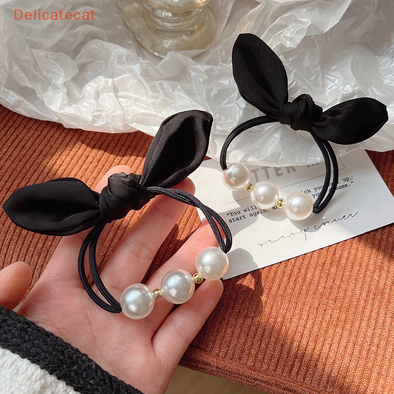 Dây Cột Tóc Cao Su Co Giãn Đính Nơ Và Ngọc Trai Thời Trang Hàn Quốc Cho Nữ