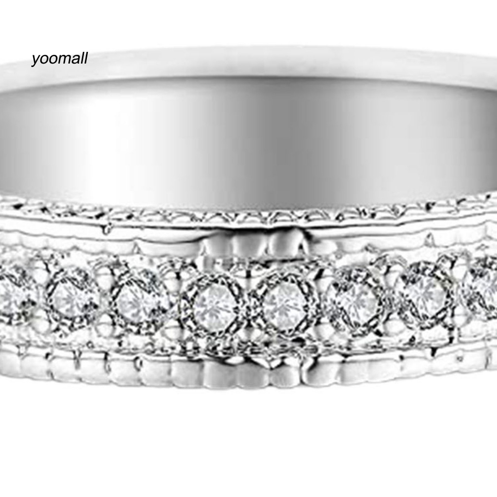 Set 2 Nhẫn Cặp Đính Đá Zircon Lấp Lánh Dễ Phối Đồ Thời Trang