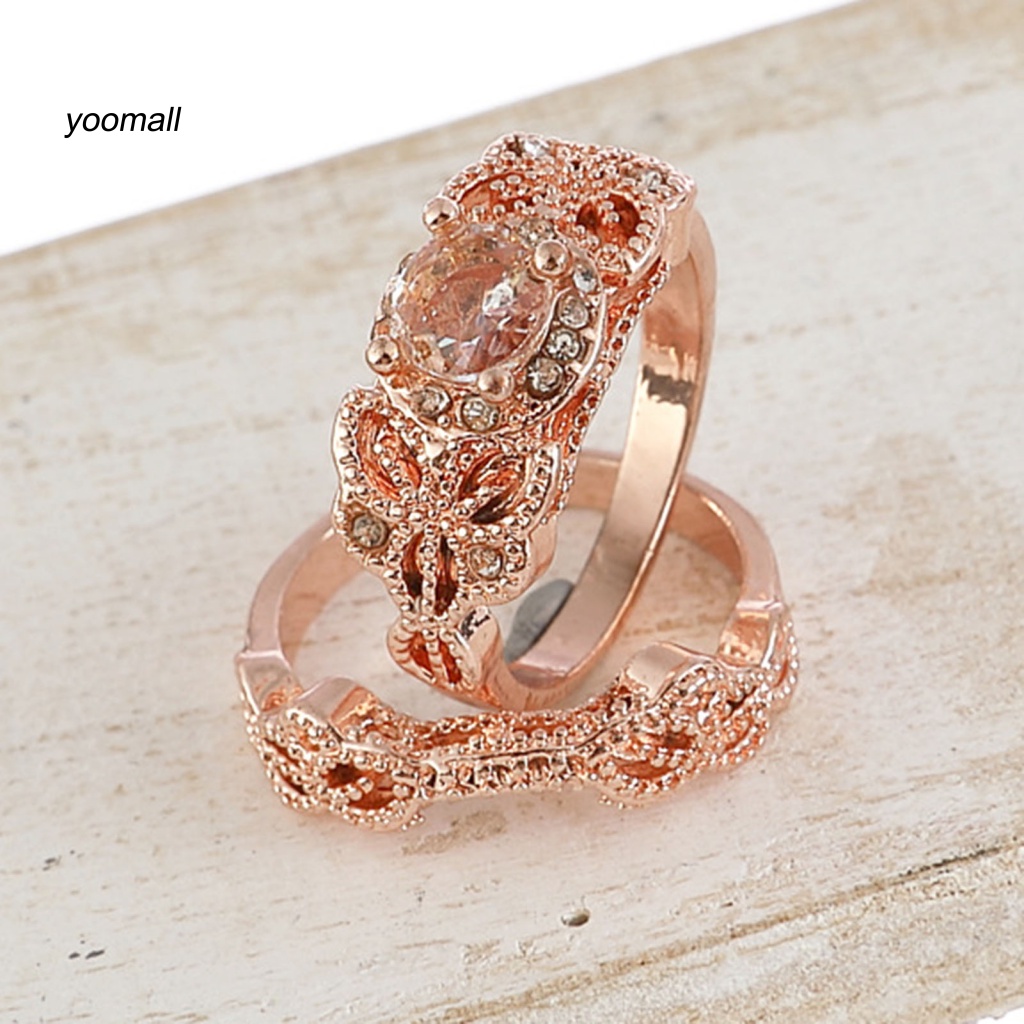 1 Set Nhẫn Hợp Kim Đính Đá Phong Cách Cổ Điển Cho Nữ