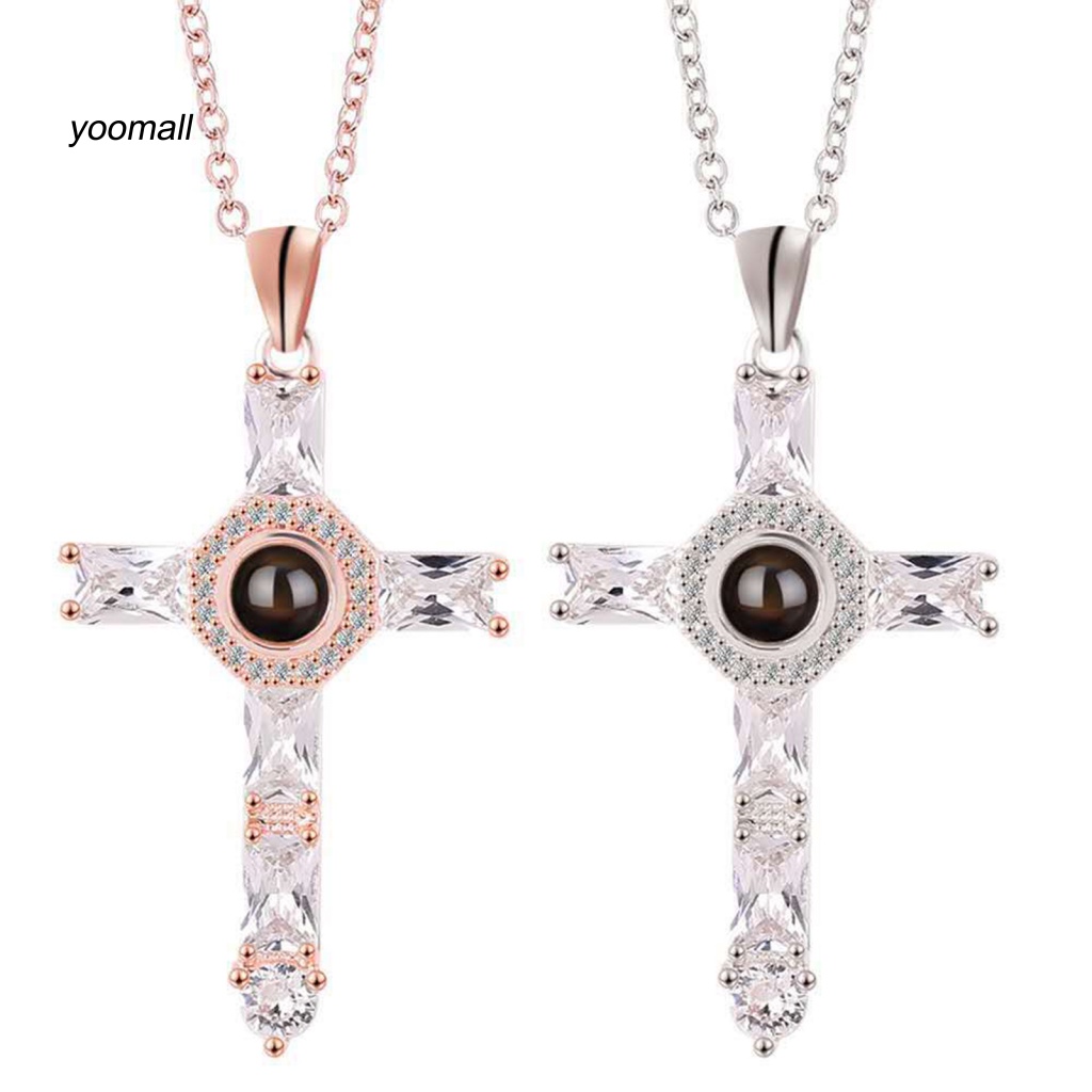 Vòng cổ Mặt Thánh Giá 100 Ngôn Ngữ I Love You Bằng Hợp Kim Sáng Bóng