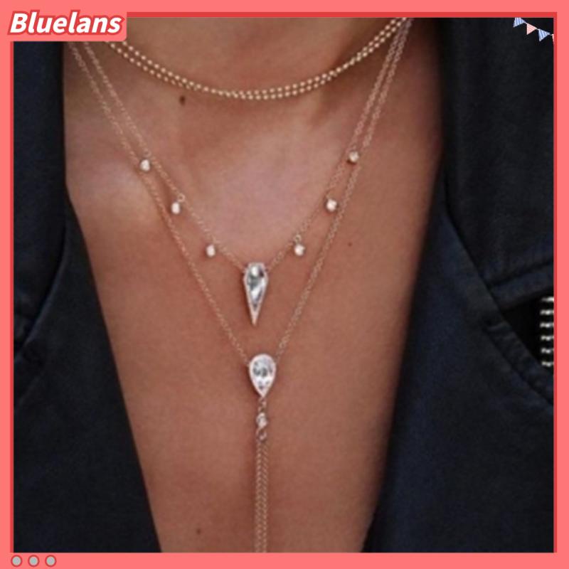 [BLS] Vòng Cổ Nhiều Lớp Đính Kim Cương Hình Giọt Nước