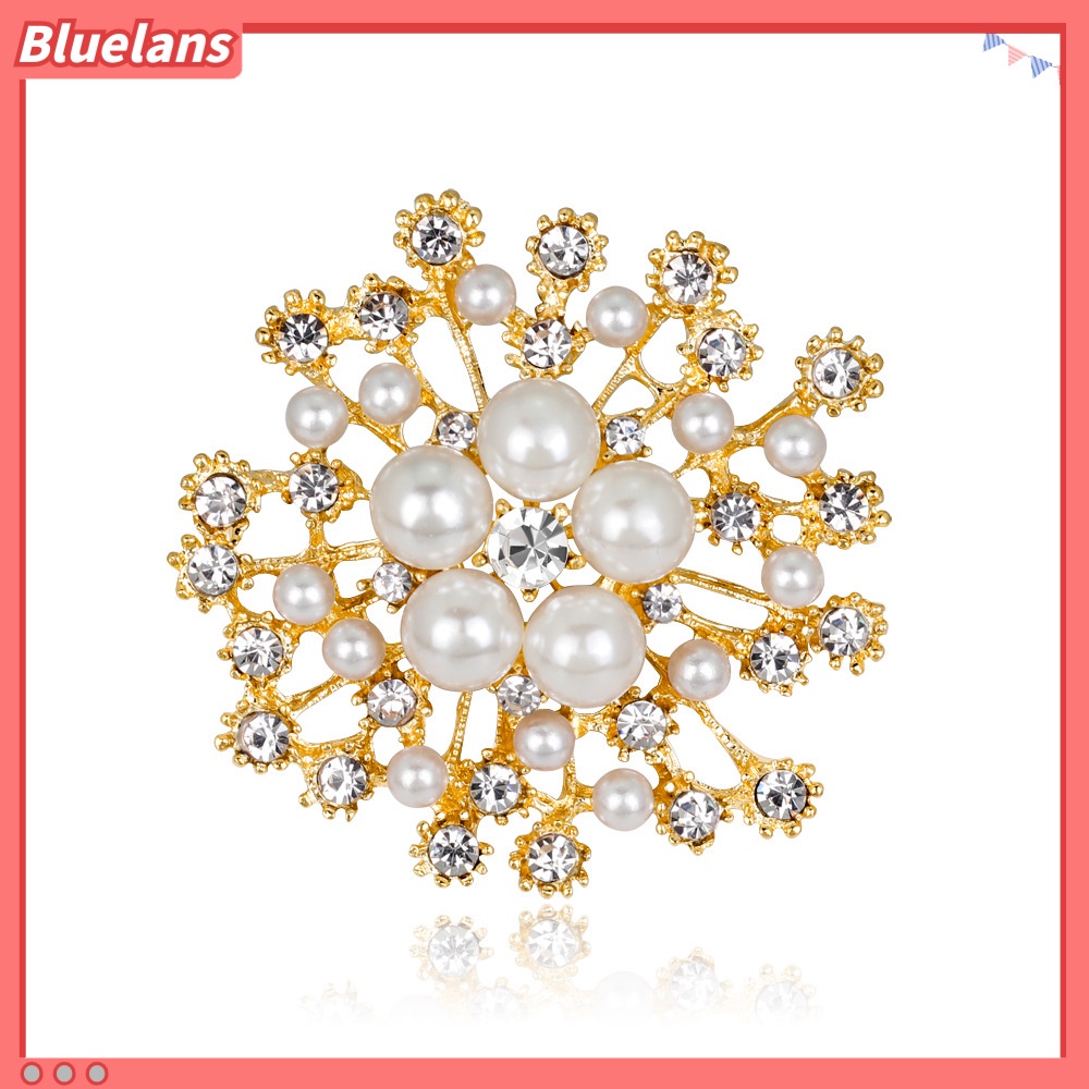 Ghim Cài Áo Hình Bông Tuyết Đính Ngọc Trai Nhân Tạo