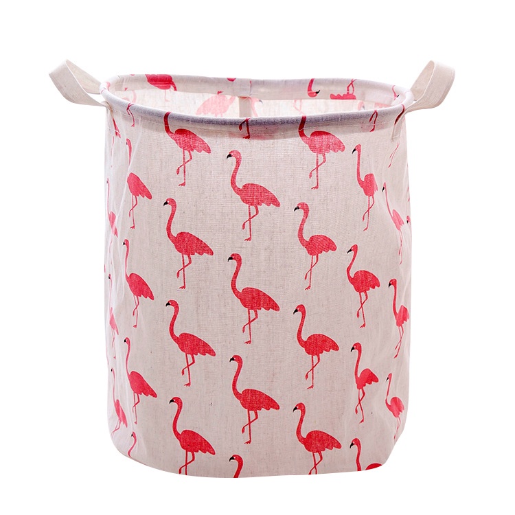 Giỏ Đựng Quần Áo Dơ Bằng Vải Cotton Lanh Chống Nước Đa Năng Có Thể Xếp Chồng Được In Họa Tiết Hoạt Hình