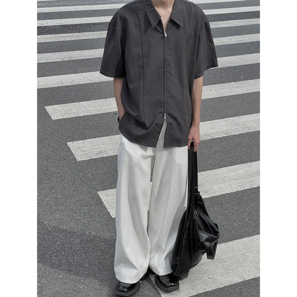 Cleanfit Áo Sơ Mi Tay Lửng Có Khóa Kéo Đôi Thời Trang Cao Cấp