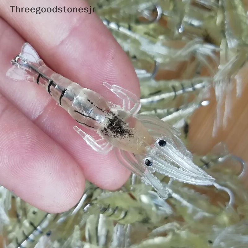 10 Mồi Tôm Giả Câu Cá Bằng Silicone Mềm Phát Sáng JR