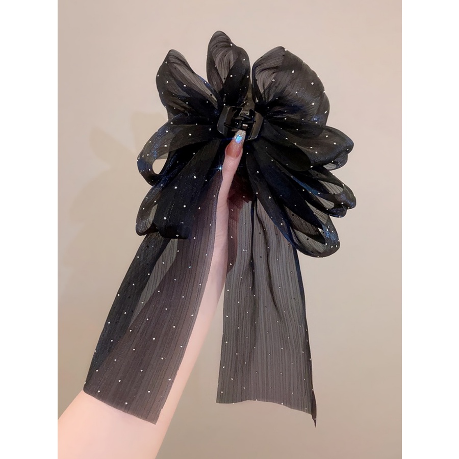 Kẹp Tóc Nơ Lưới Chấm Bi Lớn Phong Cách Hàn Quốc Ngọt Ngào Cho Nữ