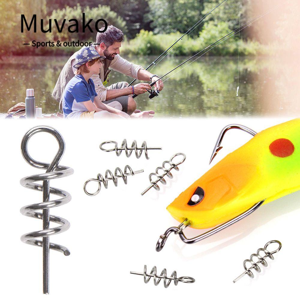 MUVAKO Bộ 100 Móc Câu Cá Bằng Thép Không Gỉ 5 Kích Cỡ Thiết Kế Mới