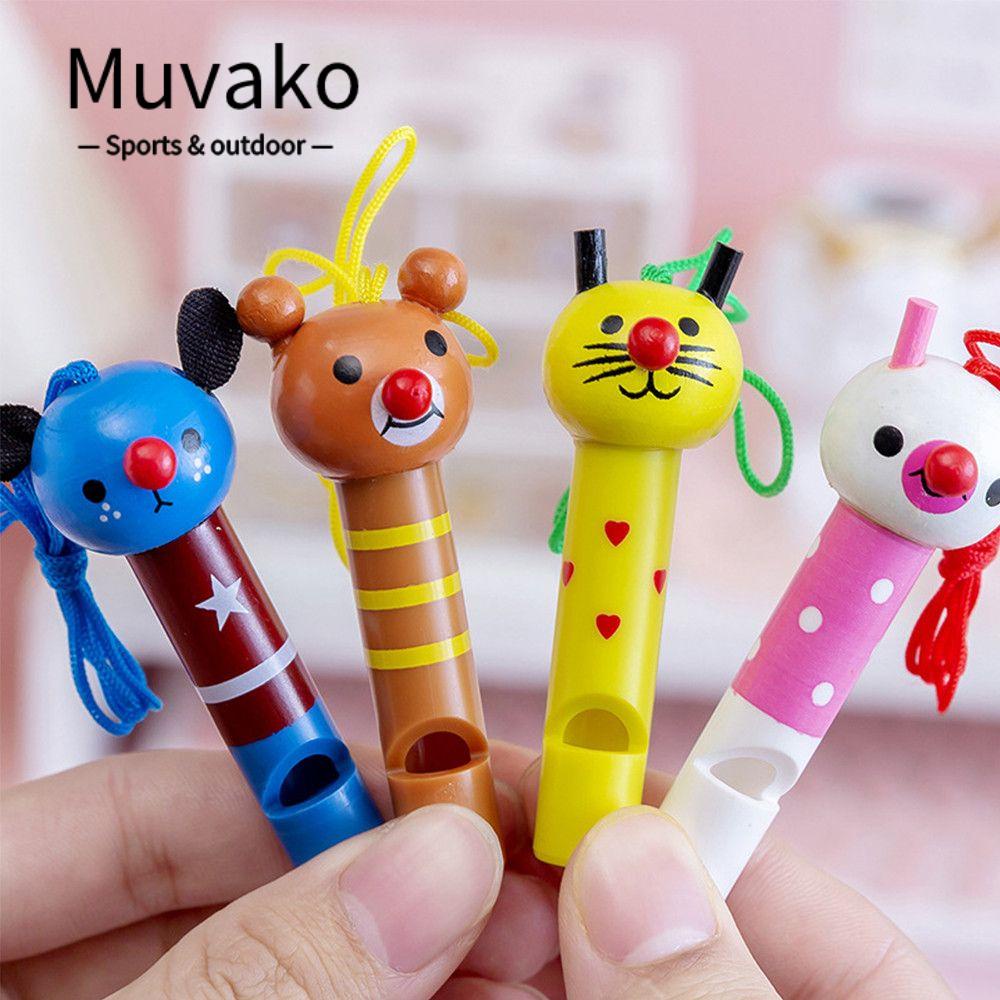MUVAKO Còi Gỗ Đồ Chơi Hình Động Vật Có Dây Đeo Sáng Tạo Cho Bé