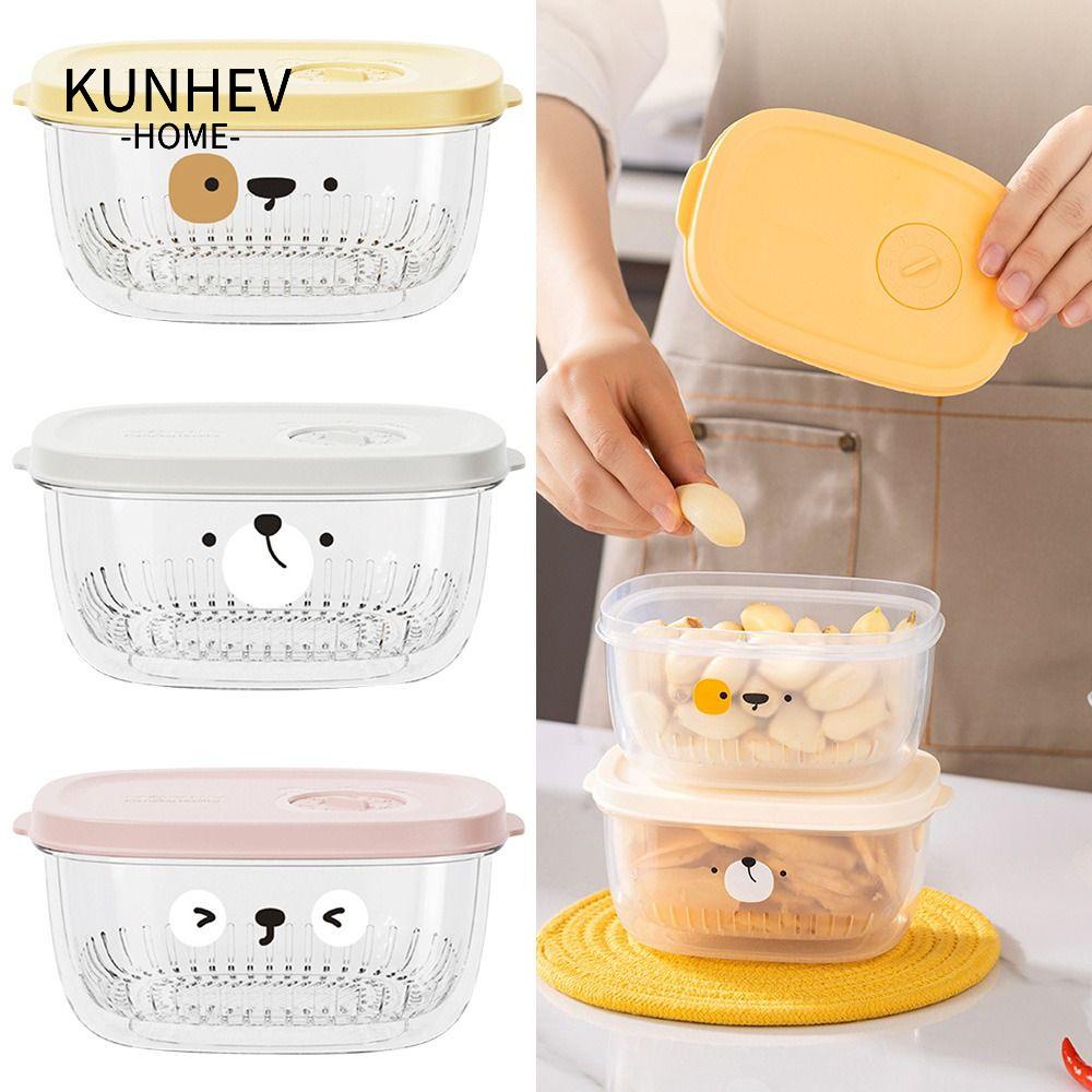 KUNHEV Hộp Đựng Thực Phẩm Để Tủ Lạnh Có Nắp Đậy Giúp Tiết Kiệm Không Gian