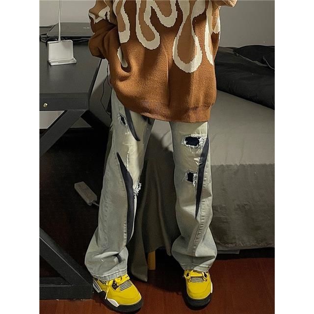 Quần Jean Rách Màu Sắc Retro Thời Trang Cho Nữ