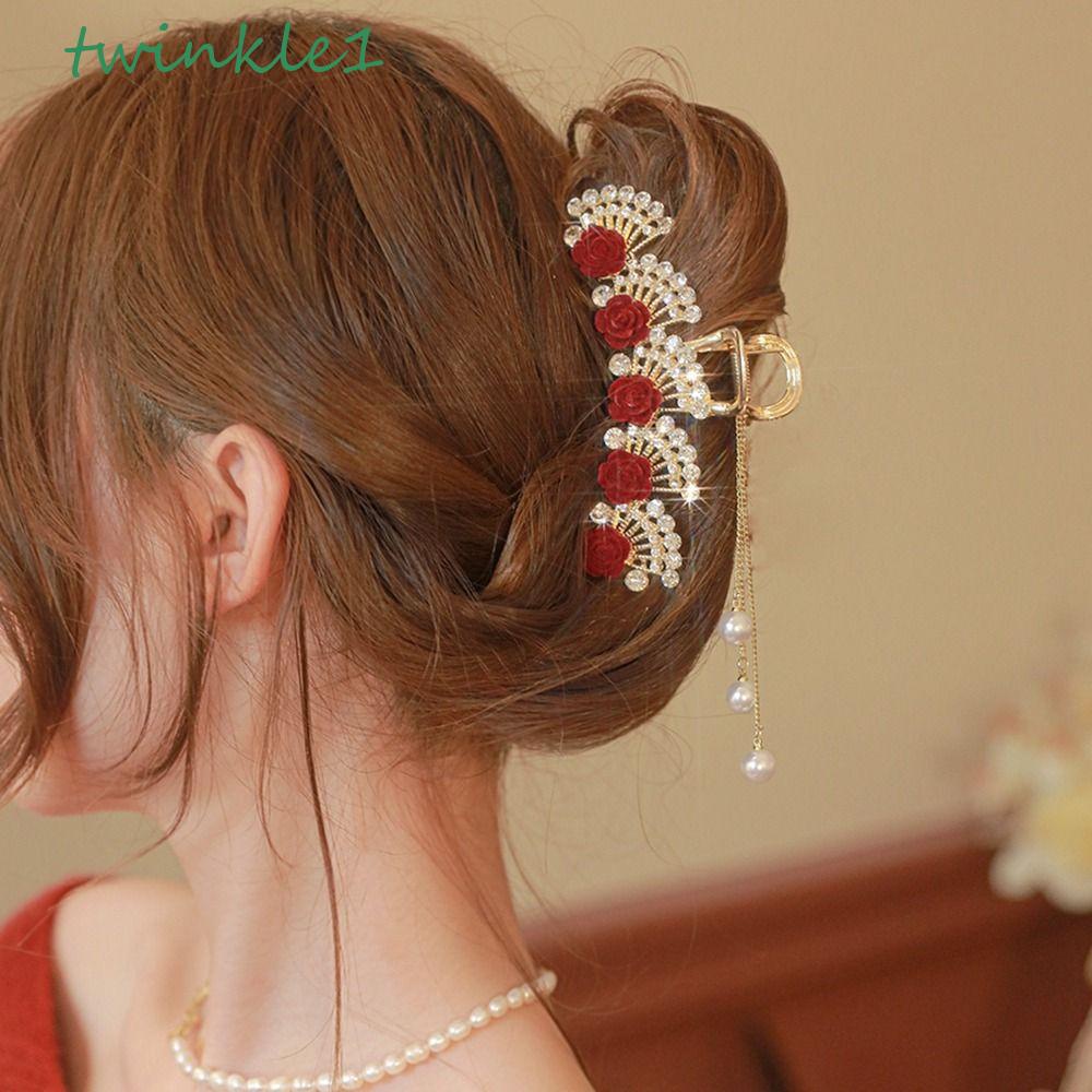 Kẹp Tóc Hình Cá Mập Đính Hoa Hồng Đỏ Lấp Lánh Mừng Năm Mới|Kẹp Tóc Hình Tai Thỏ / Bướm / Sừng Tuần Lộc Xinh Xắn Cho Nữ