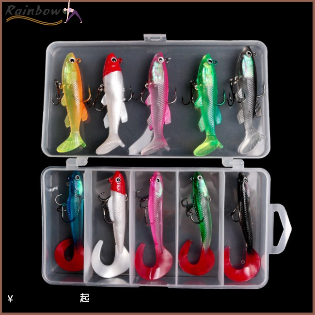 Bộ Mồi Câu Cá Mềm Nhiều Màu Sắc 9g 12.5g Kèm Móc Câu Tiện Dụng