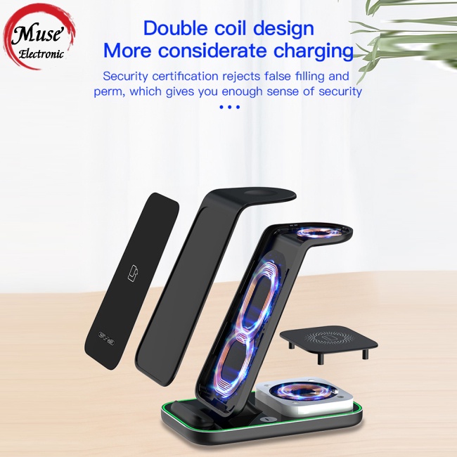 Đế Sạc Không Dây Đa Năng Có Đèn Led Cho Điện Thoại / Đồng Hồ