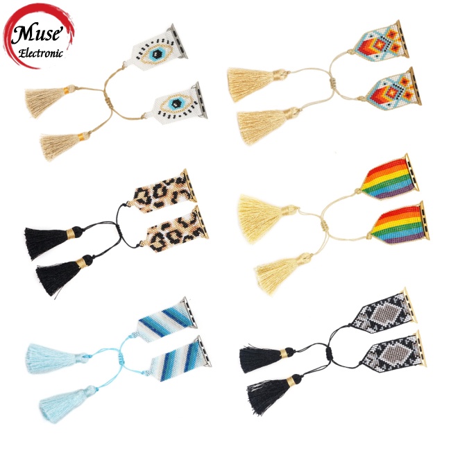 Dây Đeo Chuỗi Hạt 18 Hàng 6 Màu Thay Thế Tương Thích Với Iwatch