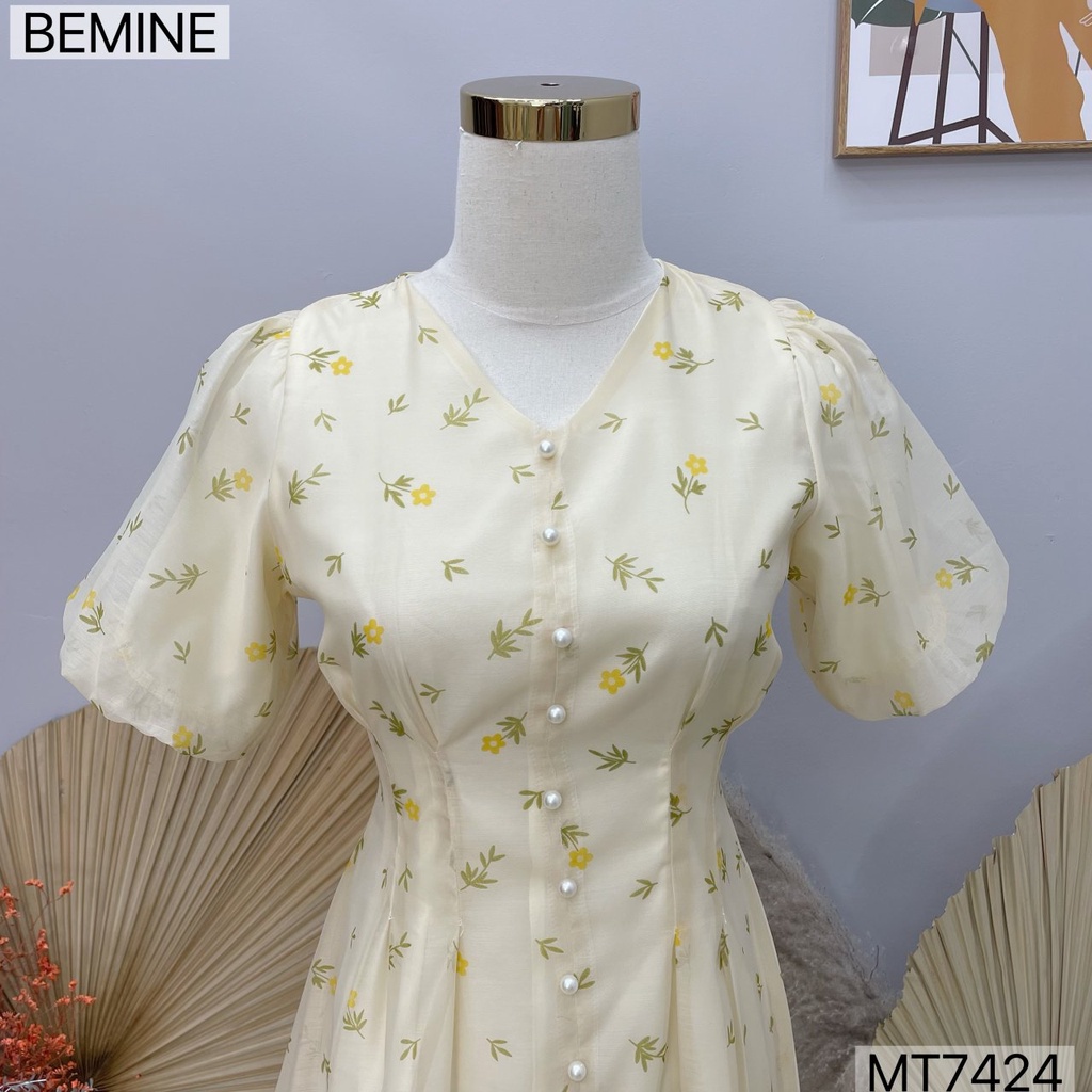 Đầm hoa nhí cổ V tùng xoè BEMINE MT7424