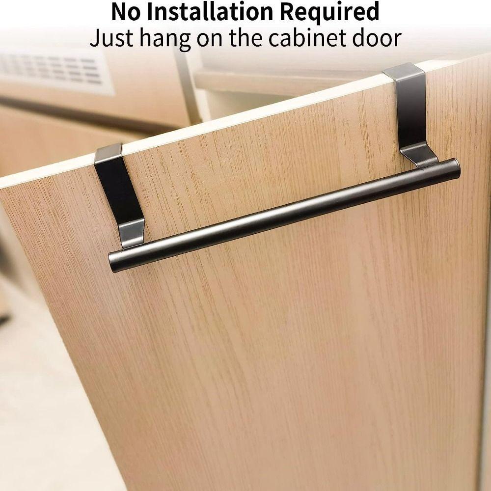 Set 2 Giá Đỡ Treo Khăn Tắm Bằng Thép Không Gỉ Màu Trắng / Đen Tiện Dụng Cho Nhà Bếp