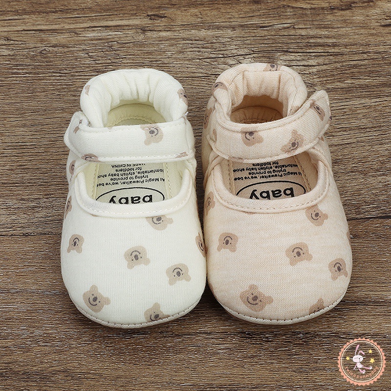 Giày Đế Mềm Chống Trượt In Hình Gấu Hoạt Hình Thời Trang Cho Trẻ Sơ Sinh