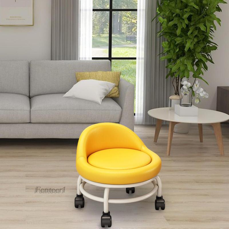 [Fenteer1] Ghế Lăn Làm Sạch Tròn Thấp Có Tựa Lưng Cho Tiệm Cắt Tóc / Nhà Bếp