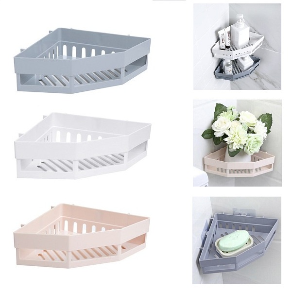 Kệ tam giác nhựa 1 tầng dán góc tường ,tiết kiệm không gian( giao màu ngẫu nhiên )- hotdeal365