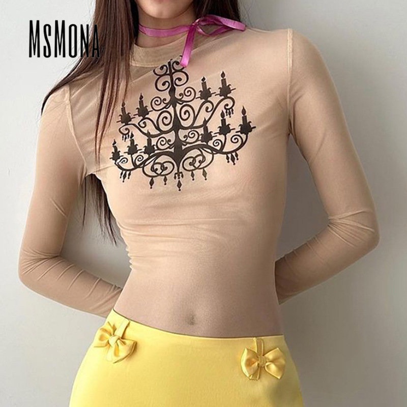 Áo Thun Tay DàI Cổ TròN In Hoa ThờI Trang 2023