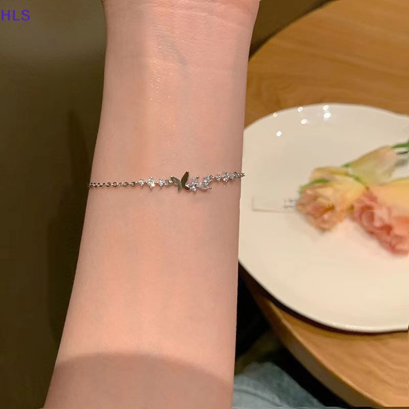 Vòng Tay Dây Xích Hình Bướm Màu Bạc Thời Trang Cho Nữ