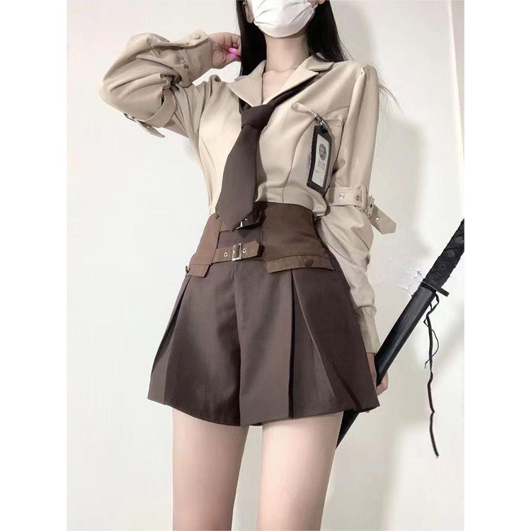 Bộ Trang Phục Học Sinh Hai Mảnh Gồm Áo Khoác Và Quần Short Phong Cách Hong Kong Hàng Mới