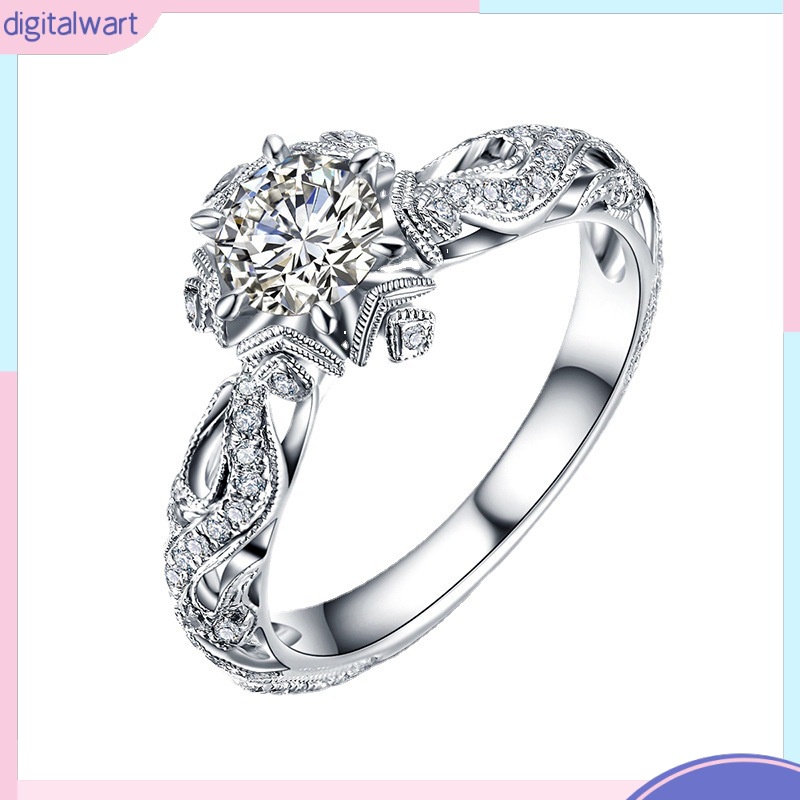 Nhẫn Đính Hôn Zhenrong Đính Đá Zircon Giả Hình Hoa Và Ngôi Sao 1 Carat Phong Cách Âu Mỹ