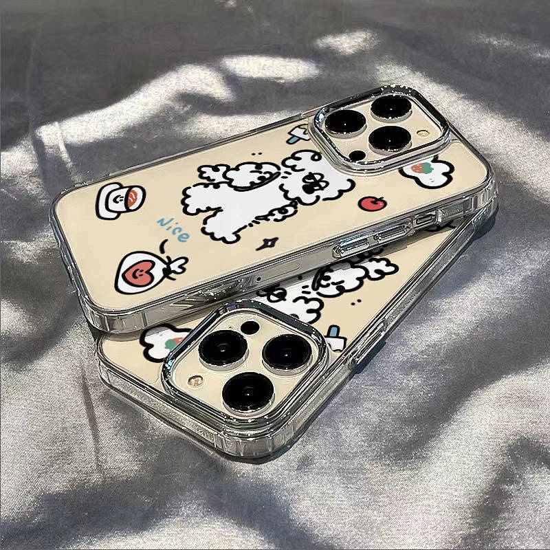 Curly White Dog 14promax Apple 13 Phone Case Iphone12 Soft 11 Simple Ins Style 7/8plus Drop-Resistant WBLQ