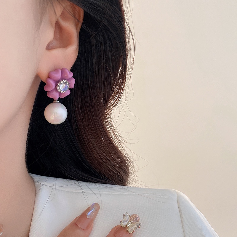 Bộ Bông Tai Mạ Bạc Hình Hoa Hồng Dễ Thương Thời Trang