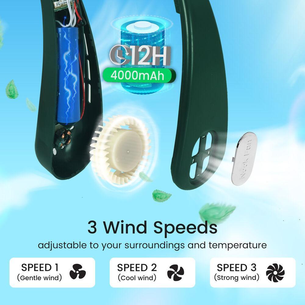 ESPO Quạt Đeo Cổ 4000mAh Có Thể Điều Chỉnh Sạc Lại Bằng Cổng USB Dùng Ngoài Trời Vào Mùa Hè