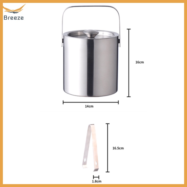 Xô Làm Đá Bằng Thép Không Gỉ Hai Lớp Cách Nhiệt 1.3l Dùng Cho Quán Bar / Nhà Ở