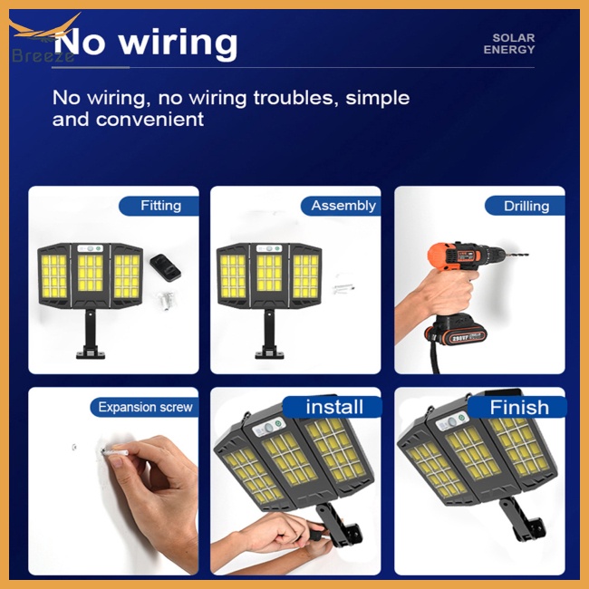 Đèn Led Gắn Tường 3 Chế Độ 10000lm Cảm Biến Chuyển Động Chống Nước Sử Dụng Năng Lượng Mặt Trời