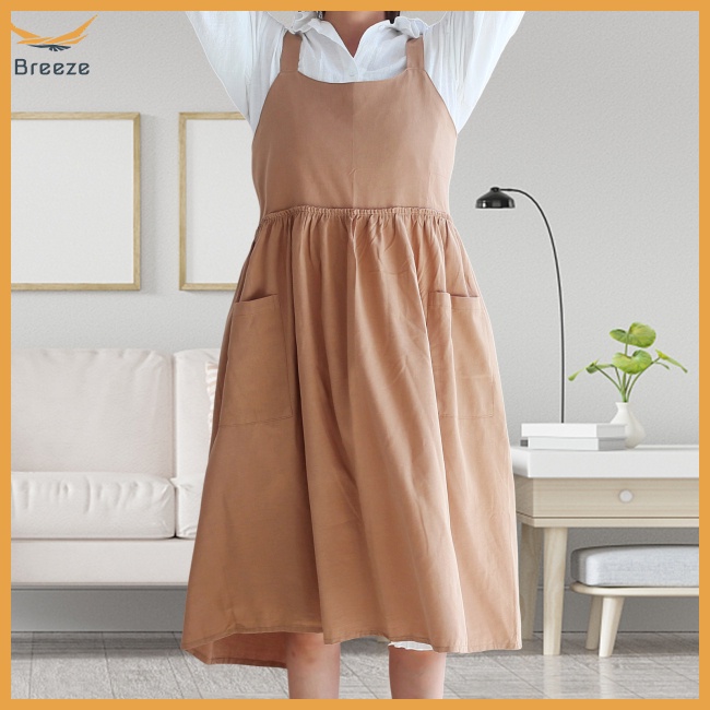 Tạp Dề Cotton Thân Thiện Với Da Thoáng Khí Chống Thấm Nước Có Túi Cho Nữ