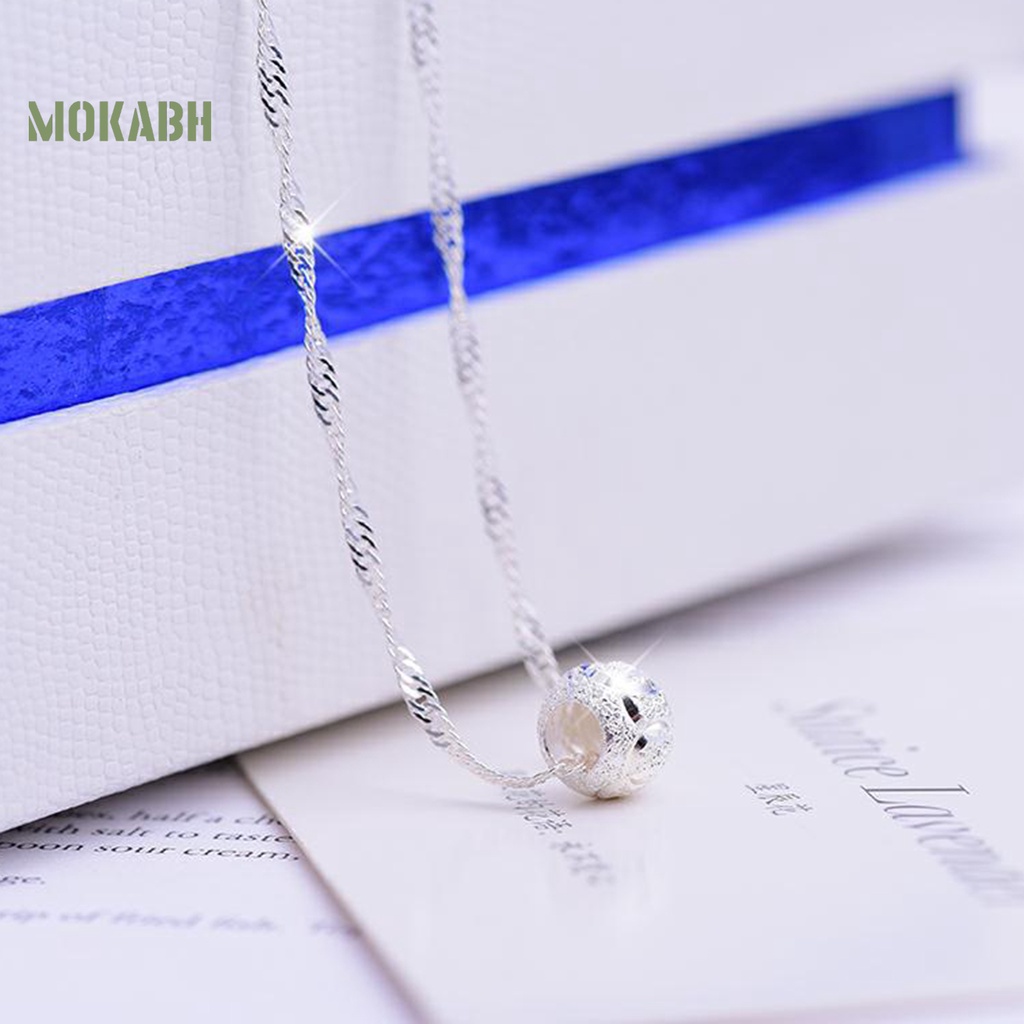 [Mok Abh] Vòng cổ Dạng Gợn Sóng Nước Bằng Thép Không Gỉ Màu Bạc Lấp Lánh Thời Trang Du Lịch Cho Nữ