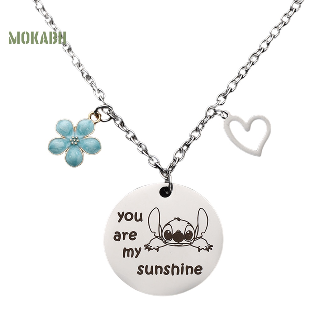 [Mok Abh] Vòng cổ Cặp Bằng Thép Không Gỉ Họa Tiết Hình Hoa Và Trái Tim