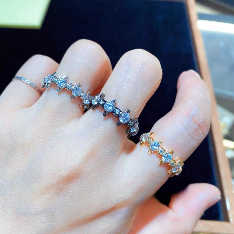 Nhẫn Thép Không Gỉ Mạ Vàng 18K Đính Kim Cương Nhân Tạo Thời Trang Cao Cấp Dễ Phối Đồ Cho Nữ
