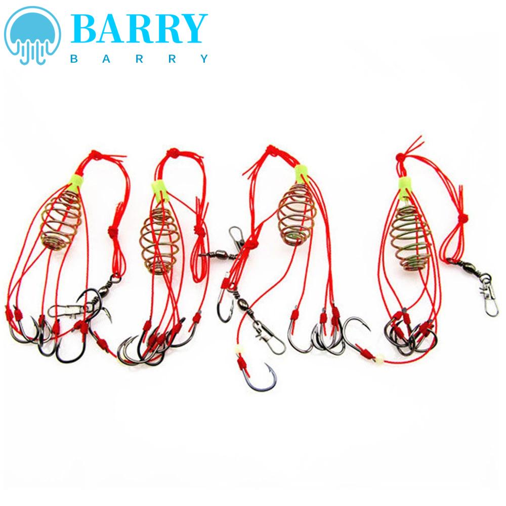 BARRY Set 4 Móc Câu Cá Bằng Thép Carbon
